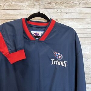 Vintage Tennessee Titans Mens M Jacket NFL Windbreaker Blue Pullover Embroidered